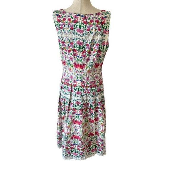 Talbots Floral Print Pink Purple Green Sleeveless Midi Dress 6 - Picture 5 of 8